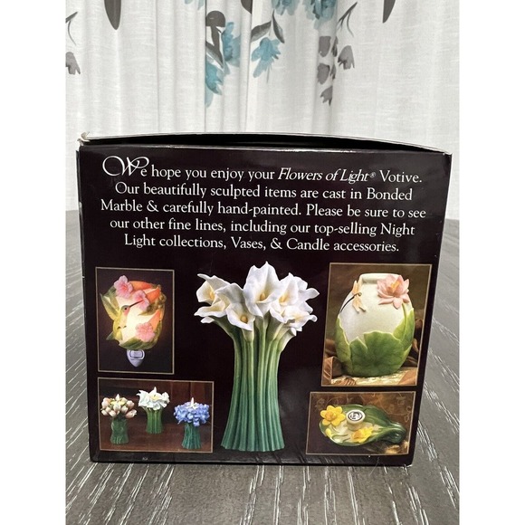 Ibis & Orchid Design Bonded Marble Handpainted Votive Purple Bearded Iris - New - Picture 12 of 16